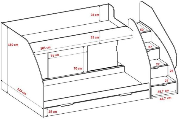 Bunk Beds , 2 x New Bonnel Mattress Included With Drawers & Storage In Green - Image 4